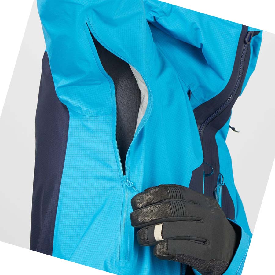 Salomon OUTPEAK GORE-TEX WATERPROOF 3L Erkek Ceket Mavi | TR 3277MQZ